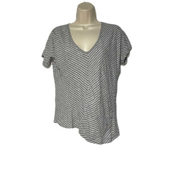 Calvin Klein Women’s Asymmetrical Stripped Shirt With Zipper Back Size Medium - Picture 1 of 14
